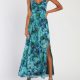 Beautiful Soul Teal Green Floral Print Twist-Front Maxi Dress